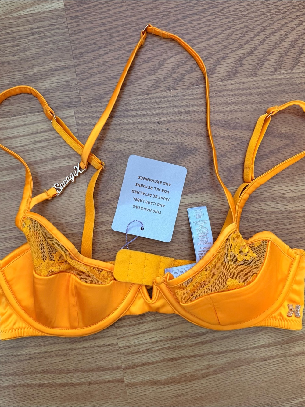 Savage Fenty orange lace strappy bralette bra